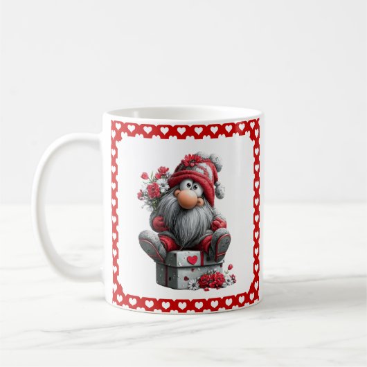 Festive Love Messenger Gnome "Heart and Presents"  コーヒーマグカップ (左)