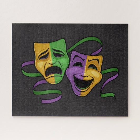 Festive Mardi Gras Happy And Sad Theater Masks ジグソーパズル (横)