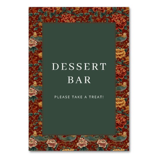 Festive Maroon Floral Wallpaper テーブルナンバー (正面)