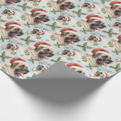 Festive Mastiff Christmas Holly Watercolor Wrap ラッピングペーパー (角)