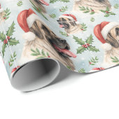 Festive Mastiff Christmas Holly Watercolor Wrap ラッピングペーパー (ロールコーナー)