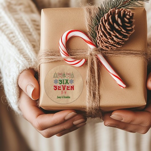 Festive Meme "Six Seven" 6 7 Xmas Kraft ラウンドシール