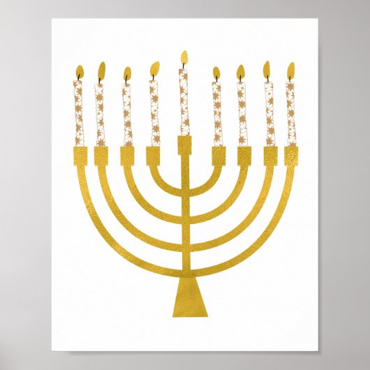 Festive Menorah Hanukkah Celestial Candles Drawing ポスター (正面)
