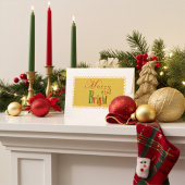 Festive Merry and Bright in Vintage Stripes 長方形シール