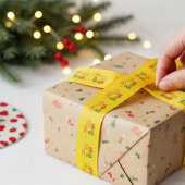 Festive Merry and Bright Stripe on Old Gold グログランリボン