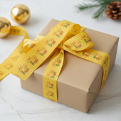 Festive Merry and Bright Stripe on Old Gold グログランリボン