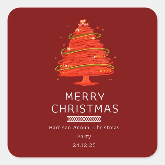 Festive Merry Christmas  スクエアシール (正面)
