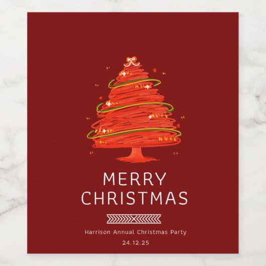 Festive Merry Christmas  ワインラベル (シングルラベル)