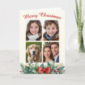 Festive Merry Christmas 4 Photo Collage シーズンカード (正面)