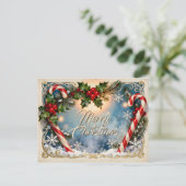 Festive Merry Christmas Card with Shine シーズンポストカード (スタンド正面)