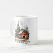 Festive Merry Christmas Country Farmhouse コーヒーマグカップ (正面左)