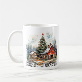 Festive Merry Christmas Country Farmhouse コーヒーマグカップ