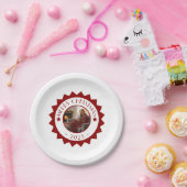 Festive Merry Christmas Custom Photo Text Party ペーパープレート (パーティー)