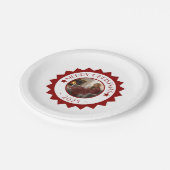 Festive Merry Christmas Custom Photo Text Party ペーパープレート (アングル)