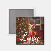 Festive Merry Christmas Holiday Decorative Art  マグネット (正面/裏面)