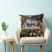 Festive Merry Christmas Holiday Pillow クッション (椅子)