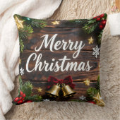 Festive Merry Christmas Holiday Pillow クッション (ブランケット)