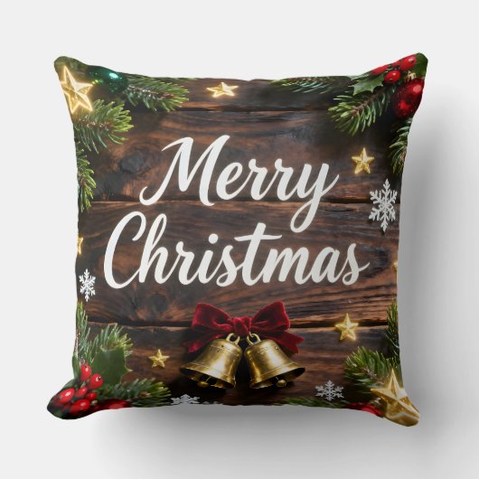 Festive Merry Christmas Holiday Pillow クッション (正面)