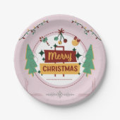 Festive Merry Christmas Paper Plate for Holiday ペーパープレート (正面)
