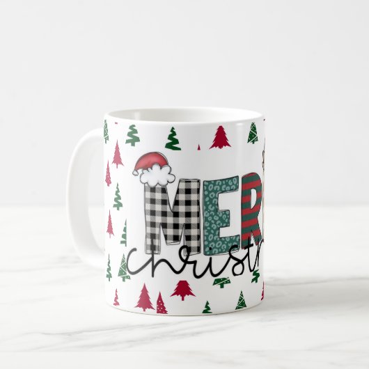 Festive "MERRY Christmas" Pattern Mug  コーヒーマグカップ (正面左)