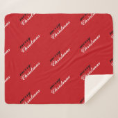 Festive Merry Christmas Patterned シェルパブランケット (正面(横))