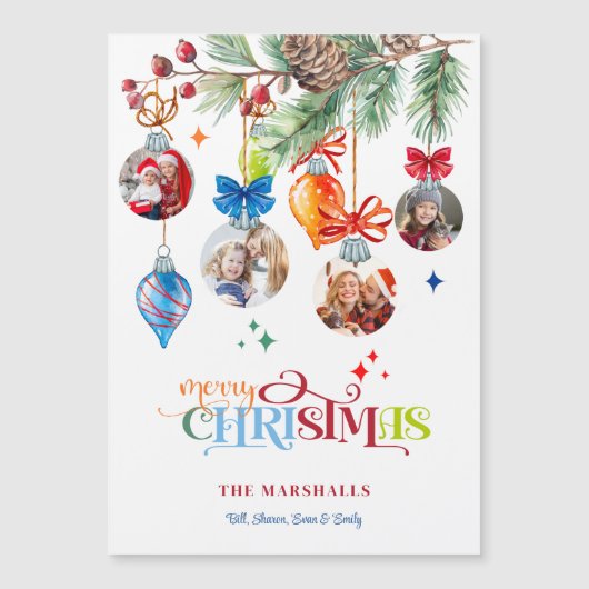 Festive Merry Christmas Pine & Baubles 4 Photo (正面)