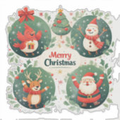 Festive Merry Christmas Postcard シール (正面)