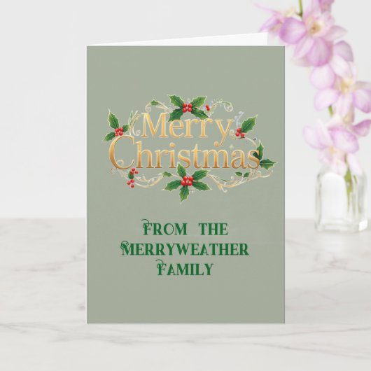 Festive Merry Christmas Sage カード (蘭)