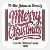 Festive Merry Christmas Sticker スクエアシール (正面)