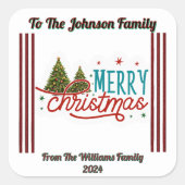 Festive Merry Christmas Sticker スクエアシール (正面)