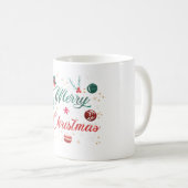 Festive Merry Christmas Typography with Ornaments コーヒーマグカップ (正面右)