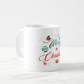 Festive Merry Christmas Typography with Ornaments コーヒーマグカップ (正面左)