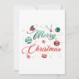 Festive Merry Christmas Typography with Ornaments 招待状