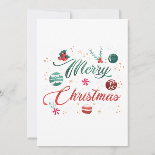 Festive Merry Christmas Typography with Ornaments 招待状 (正面)
