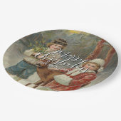 Festive Merry Christmas Winter Children ペーパープレート (アングル)