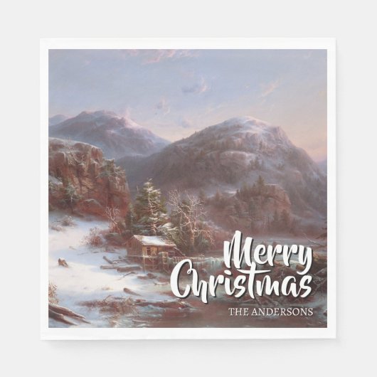 Festive Merry Christmas Winter Gignoux スタンダードランチョンナプキン (正面)