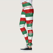 Festive Merry Mood Christmas, Red, Green & White レギンス (左)