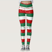Festive Merry Mood Christmas, Red, Green & White レギンス (正面)