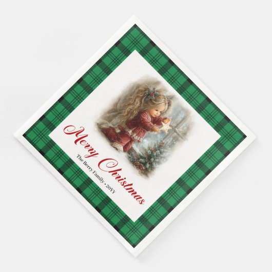 Festive Minimal Style Cozy Winter Scene Napkins (コーナー)