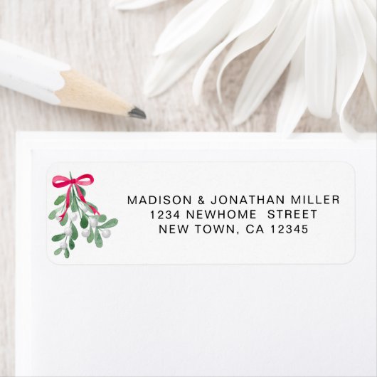 Festive Mistletoe Return Address  ラベル (インサイチュ)