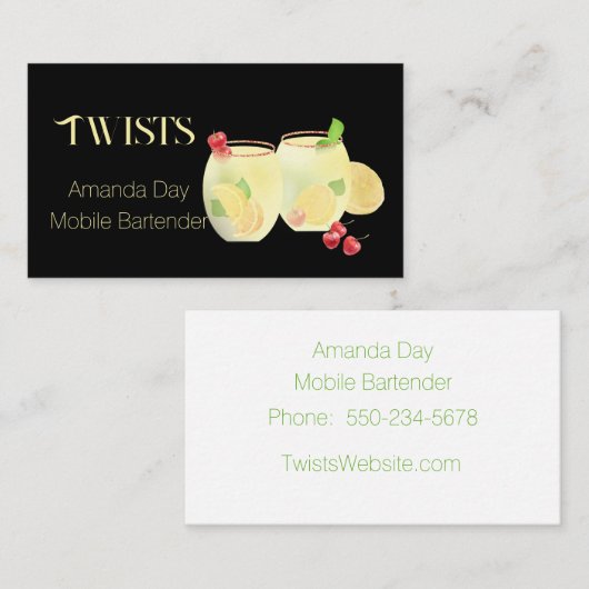 Festive Mixed Drinks Bartender Business Card 名刺 (正面/裏面)
