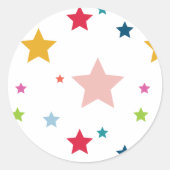 FESTIVE modern bold cute colorful star pattern ラウンドシール (正面)