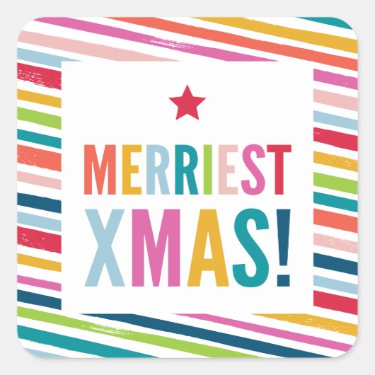 FESTIVE modern colorful bold brushed stripe スクエアシール (正面)