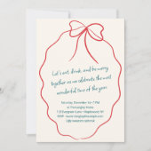 Festive Modern Red Ribbon Christmas Holiday Party 招待状 (正面)