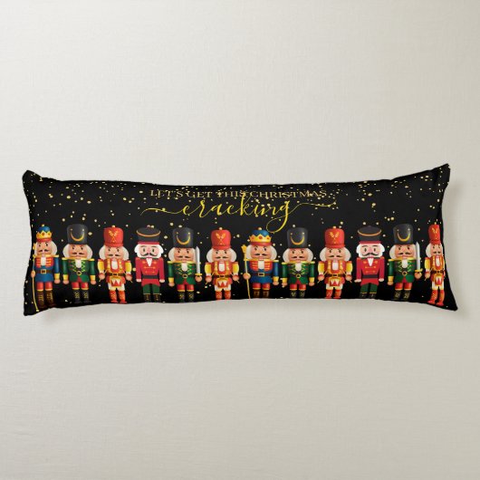 Festive Modern Xmas Black Cute Nutcracker ボディピロー (裏面)