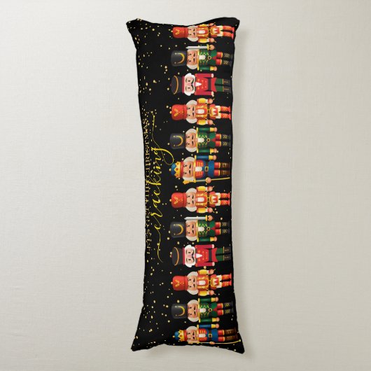 Festive Modern Xmas Black Cute Nutcracker ボディピロー (正面縦)