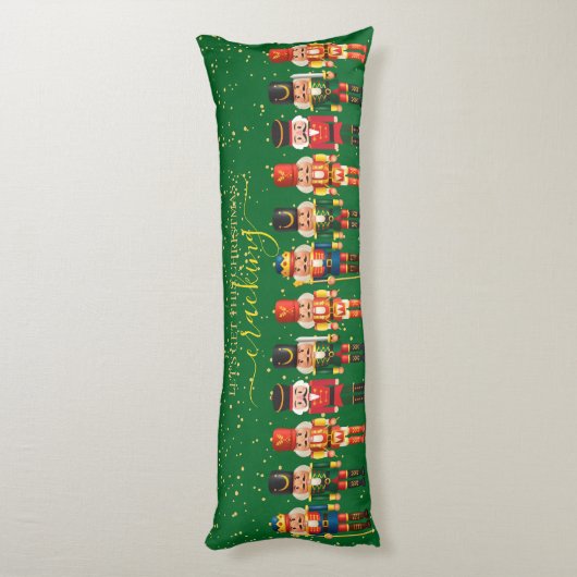 Festive Modern Xmas Green Cute Nutcracker ボディピロー (裏面 (縦))