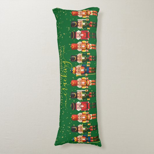 Festive Modern Xmas Green Cute Nutcracker ボディピロー (正面縦)