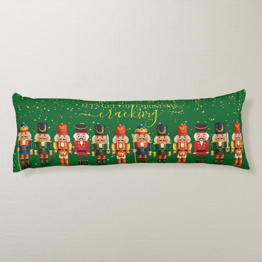 Festive Modern Xmas Green Cute Nutcracker ボディピロー (裏面)