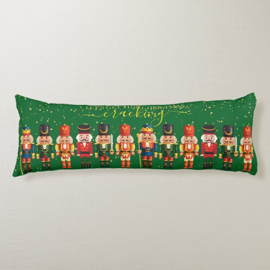 Festive Modern Xmas Green Cute Nutcracker ボディピロー (正面)